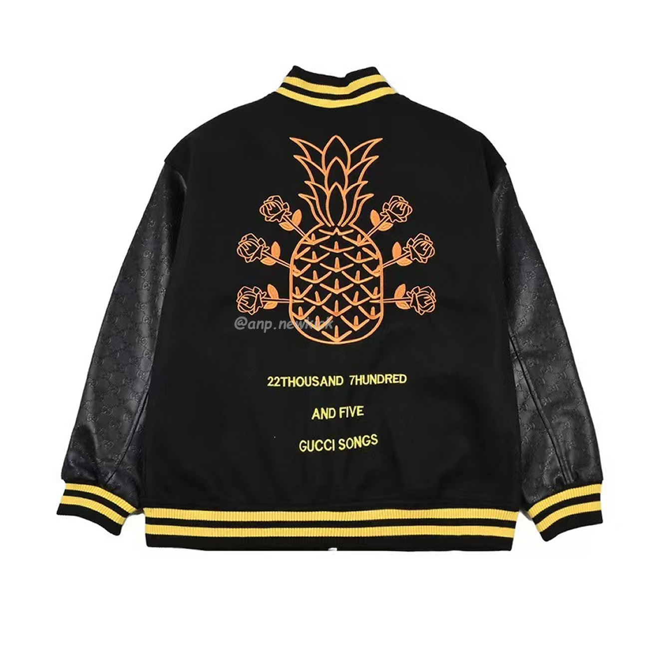 Gucci Wool Sweater Black Jacket Double G Pineapple Embroidered Patchwork Design (2) - newkick.org